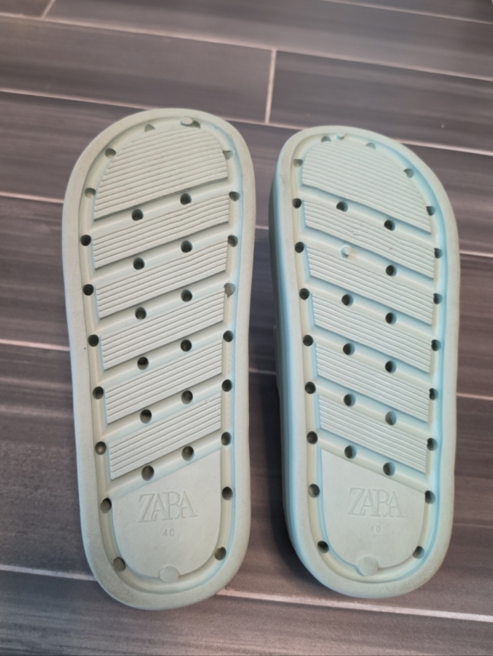 Zara rubberised strappy mint sandals Size 40 - Picture 4 of 5